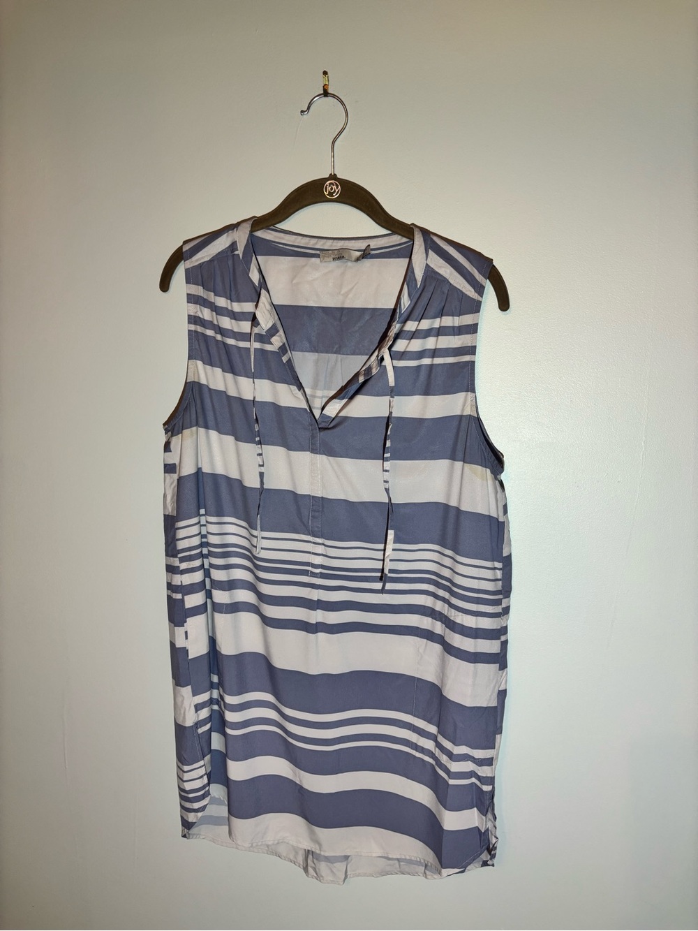 Sleeveless Blue and White Striped Tunic